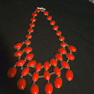 CACHE Red Gold Tone Necklace